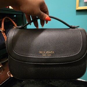 Kate Spade Black Pebbled Leather Top Handle Bag/crossbody